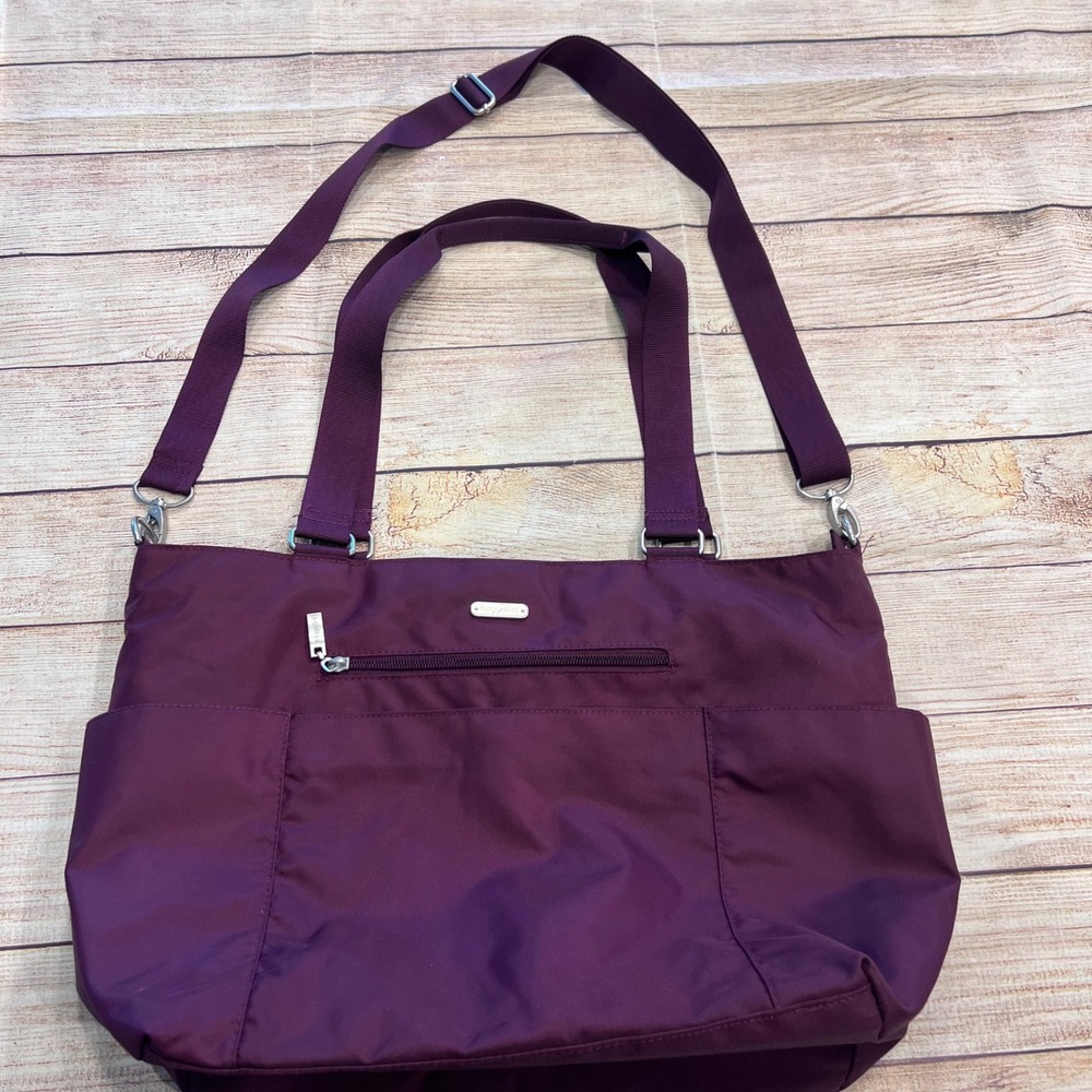 Baggallini Any Day Tote Plum Purple Nylon RFID Crossbody Travel Bag